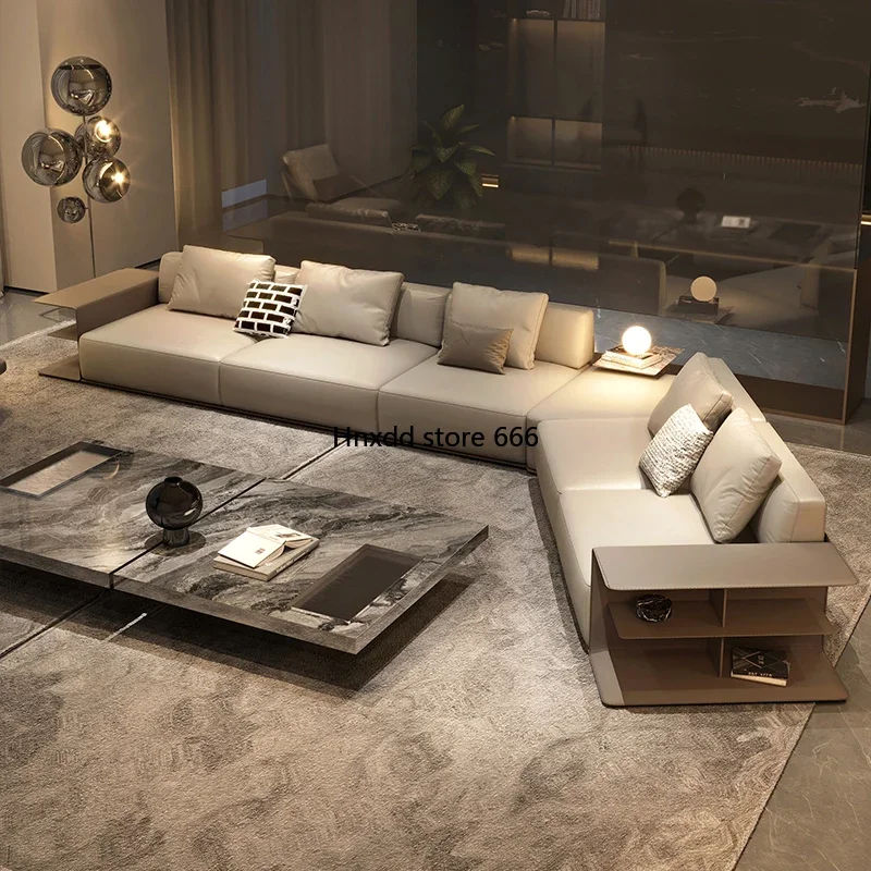 Italian first-layer cowhide jellyfish sofa high-end luxury light luxury villa large apartment