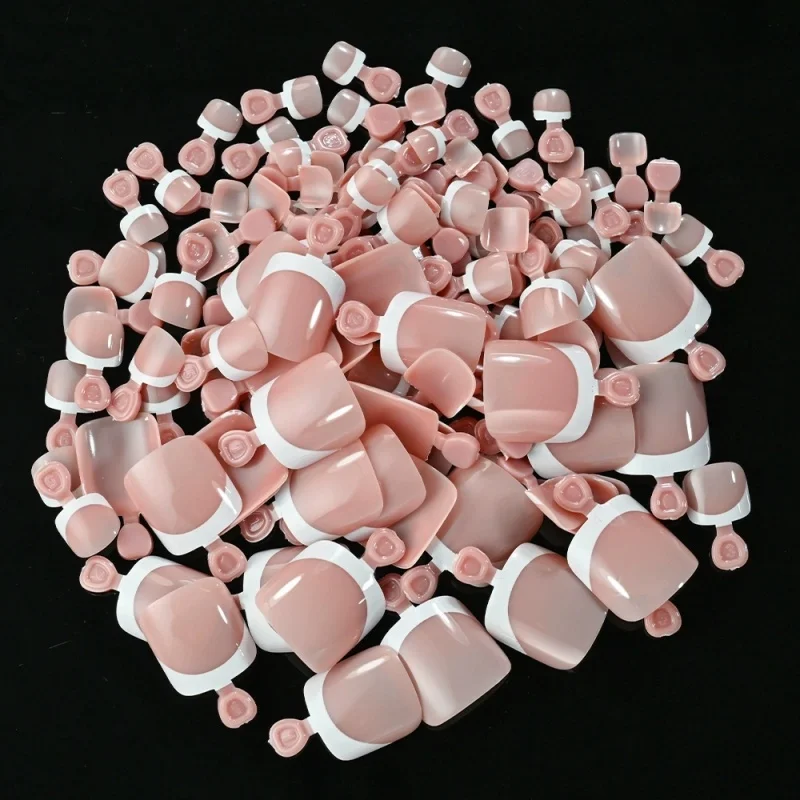 120pcs Square French Tips Toe Press On Nails Berry Pink Matte Full Cover Fake Toenail Tips Soft Gel Toe Nails Extension view 6