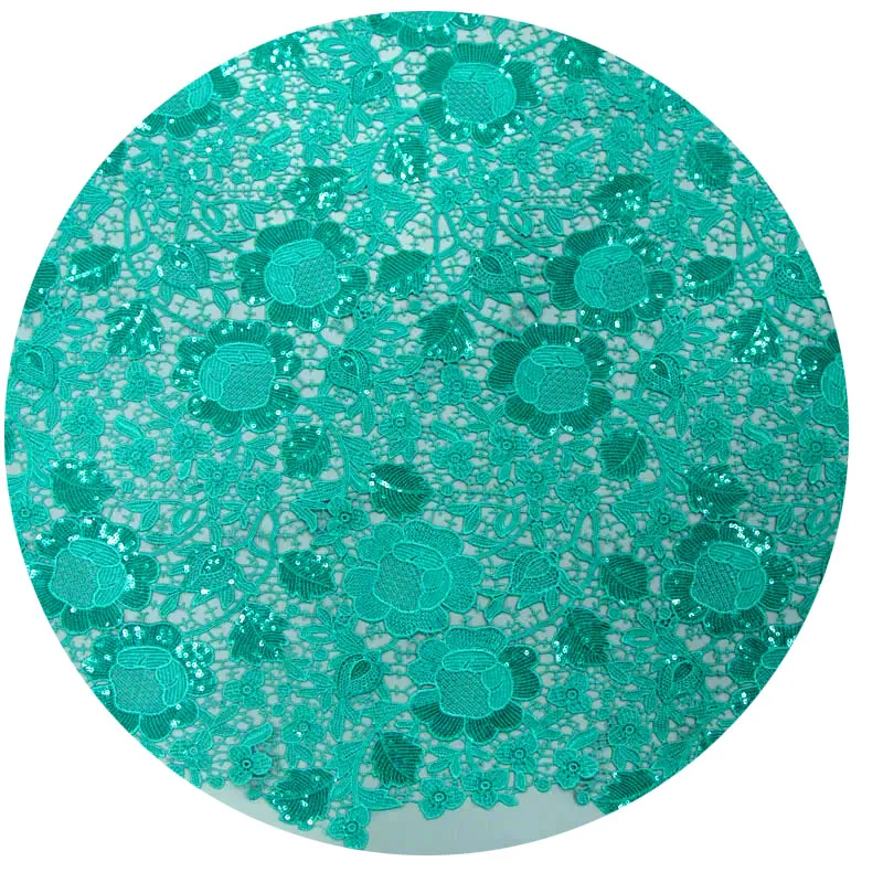 

Ocean blue Most beautiful printed guipure lace colorful digital print African lace cupion lace latest designs for fashion dress