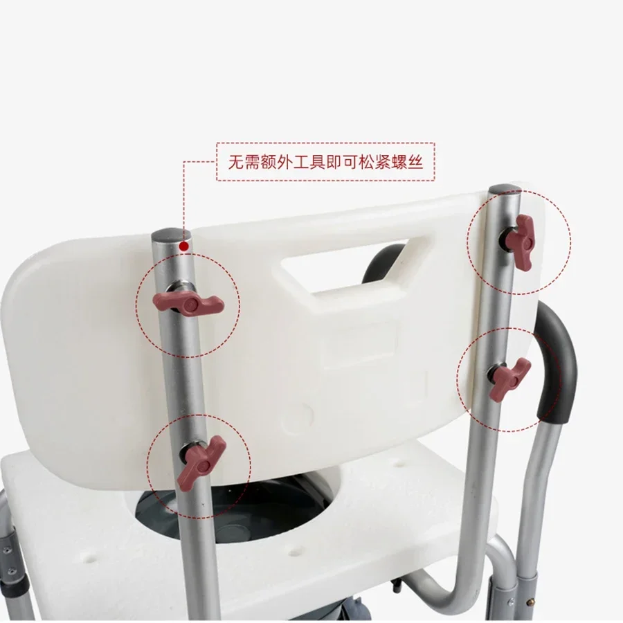 O idoso senta a cadeira do toalete, tamborete de banho da liga de alumínio, tamborete multifuncional, mulheres grávidas, casa
