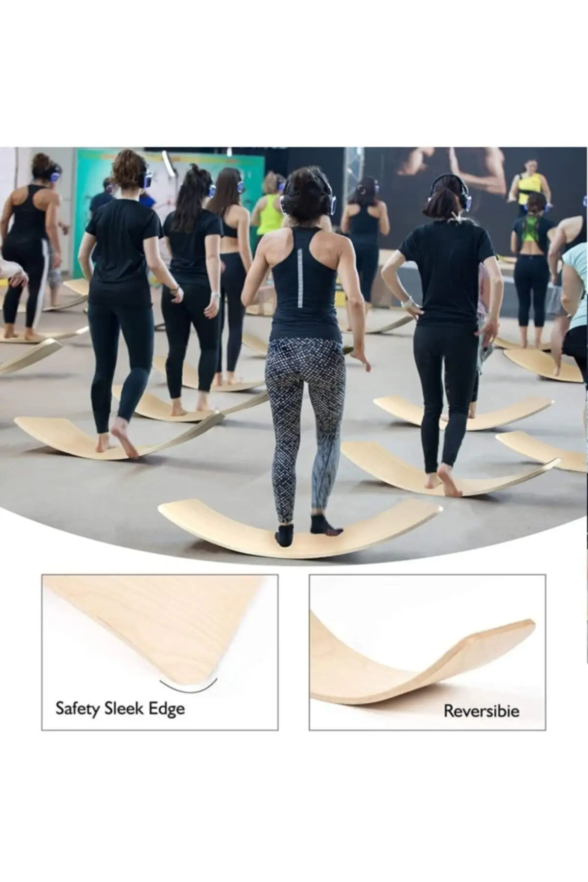 Balance Tahtası Balance Board Yoga Fitness Exercise Fitness Platform 90x30cm Natural Plywood