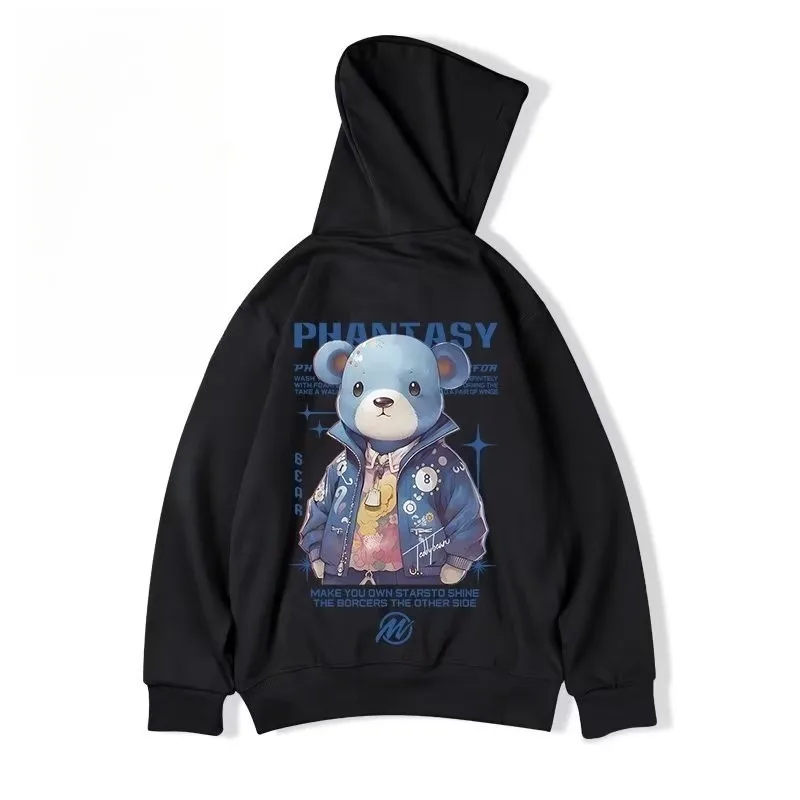 M-8XL الثقيلة هوديي الدب المرصع بالنجوم طباعة النمط الأمريكي العصري الخريف / الشتاء هوديي ملابس الزوجين