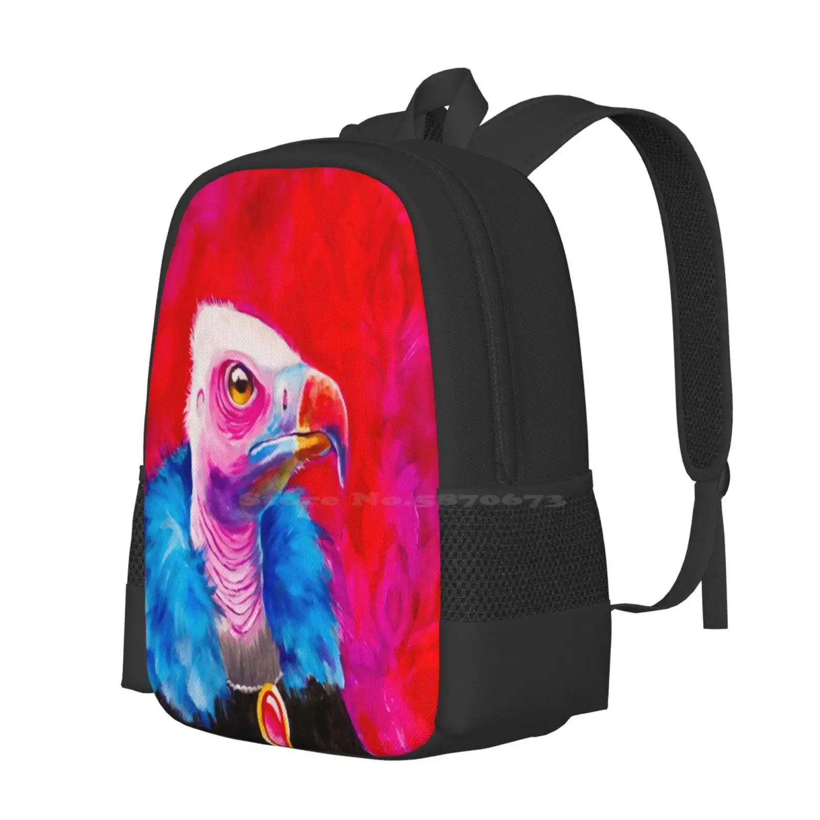 Victorian Vulture Hot Sale Schoolbag Backpack Fashion Bags Vulture Bird Victorian Alliteration Magenta Red Pink Hot Feathers