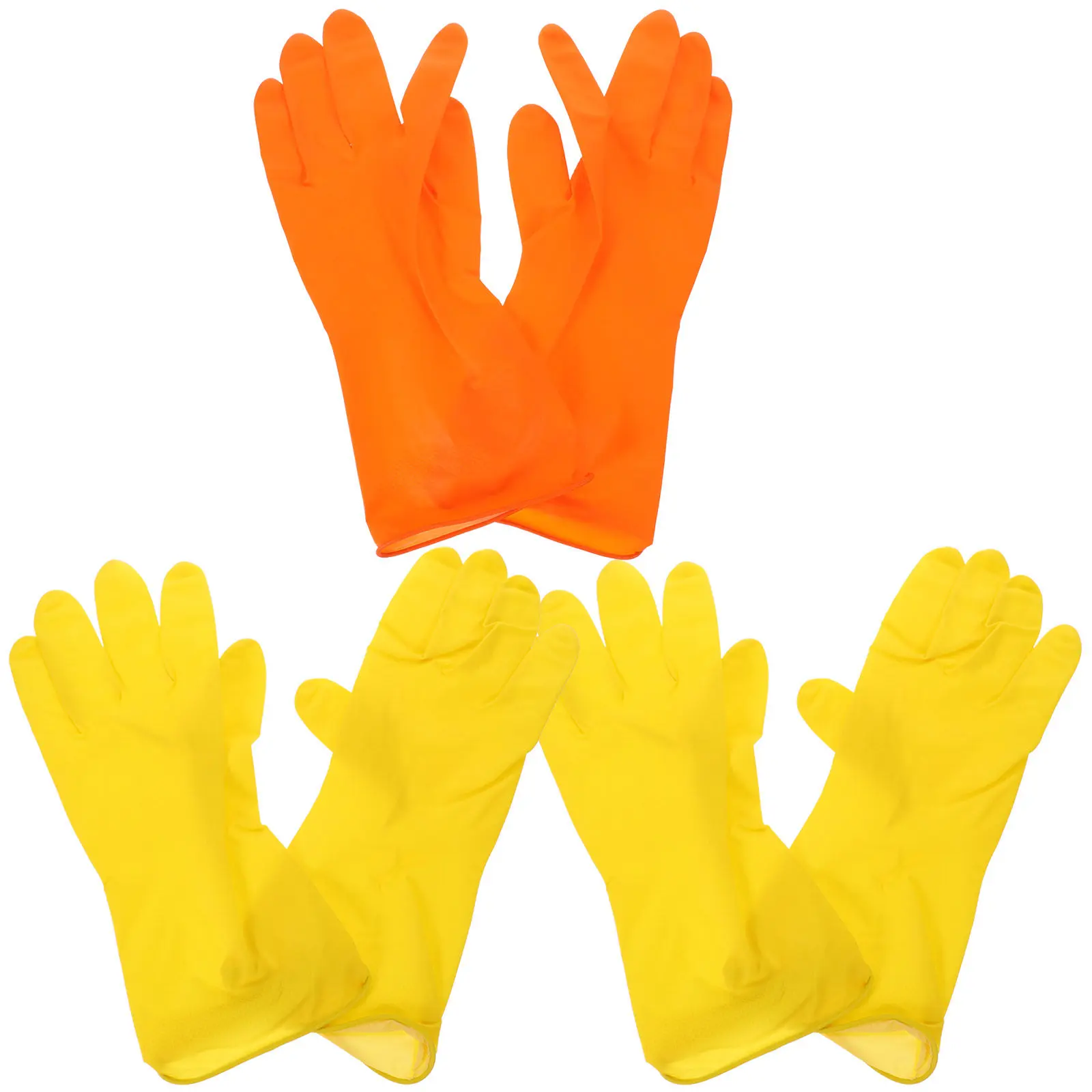 3Pairs Premium Latex Dish Washing Gloves Long Cuff Water Resistant Oil Proof Comfortable Reusable Cleaning Gloves for Kitchen