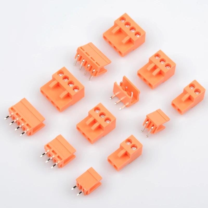 5sets Ht3.96 Terminal Plug Type 300V 10A 3.96mm Pitch Connector Pcb Screw Terminal Orange Blocks Connector 2/3/4/5/6/7/8P