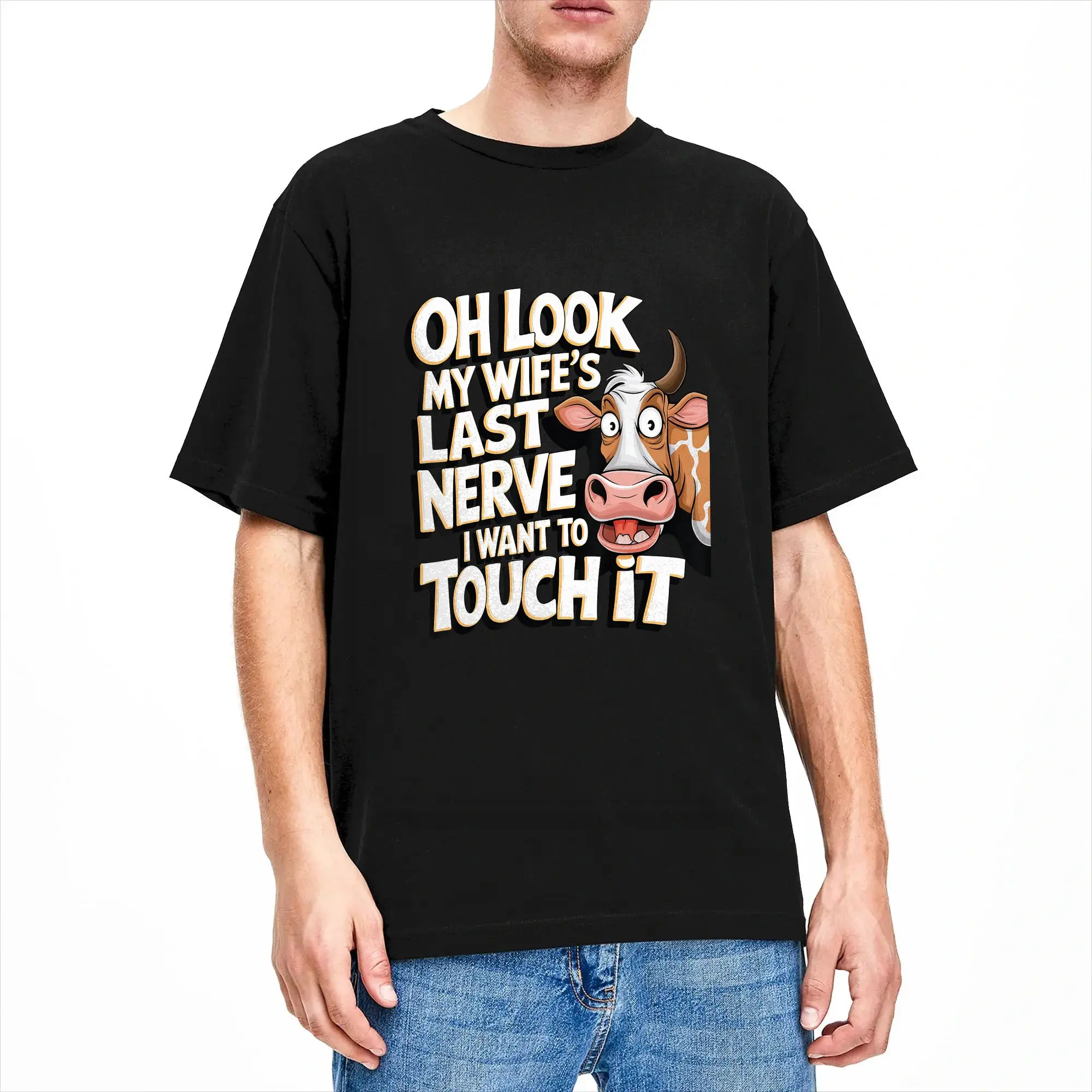 Streetwear T-Shirt Beach Oh Look My Wife’s Last Nerve I Want To Touch It Leisure T Shirts  Cotton Tee Shirt Aesthetic Clothes