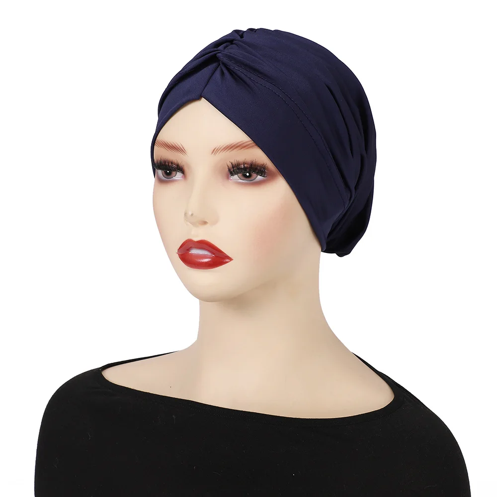 Nuevas mujeres indias musulmanas Hijabs quimio pérdida de cabello cáncer turbante cabeza bufanda envoltura Strech Bandana cubierta Beanie gorra árabe