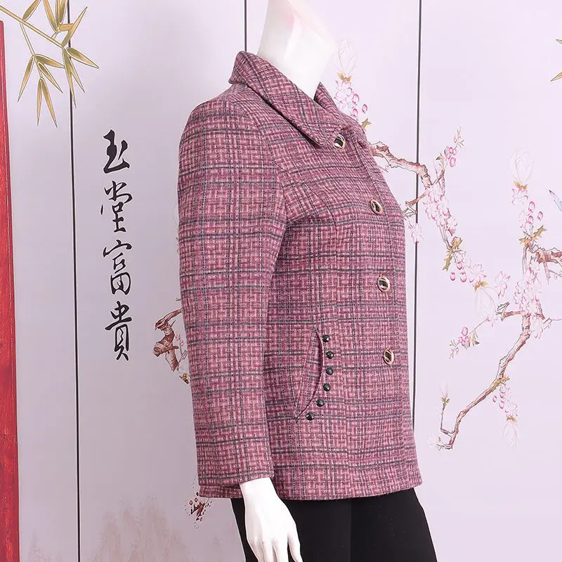 Mom clothing middle-aged and elderly women's clothing autumn clothing woolen jacket old lady autumn and winter thickened