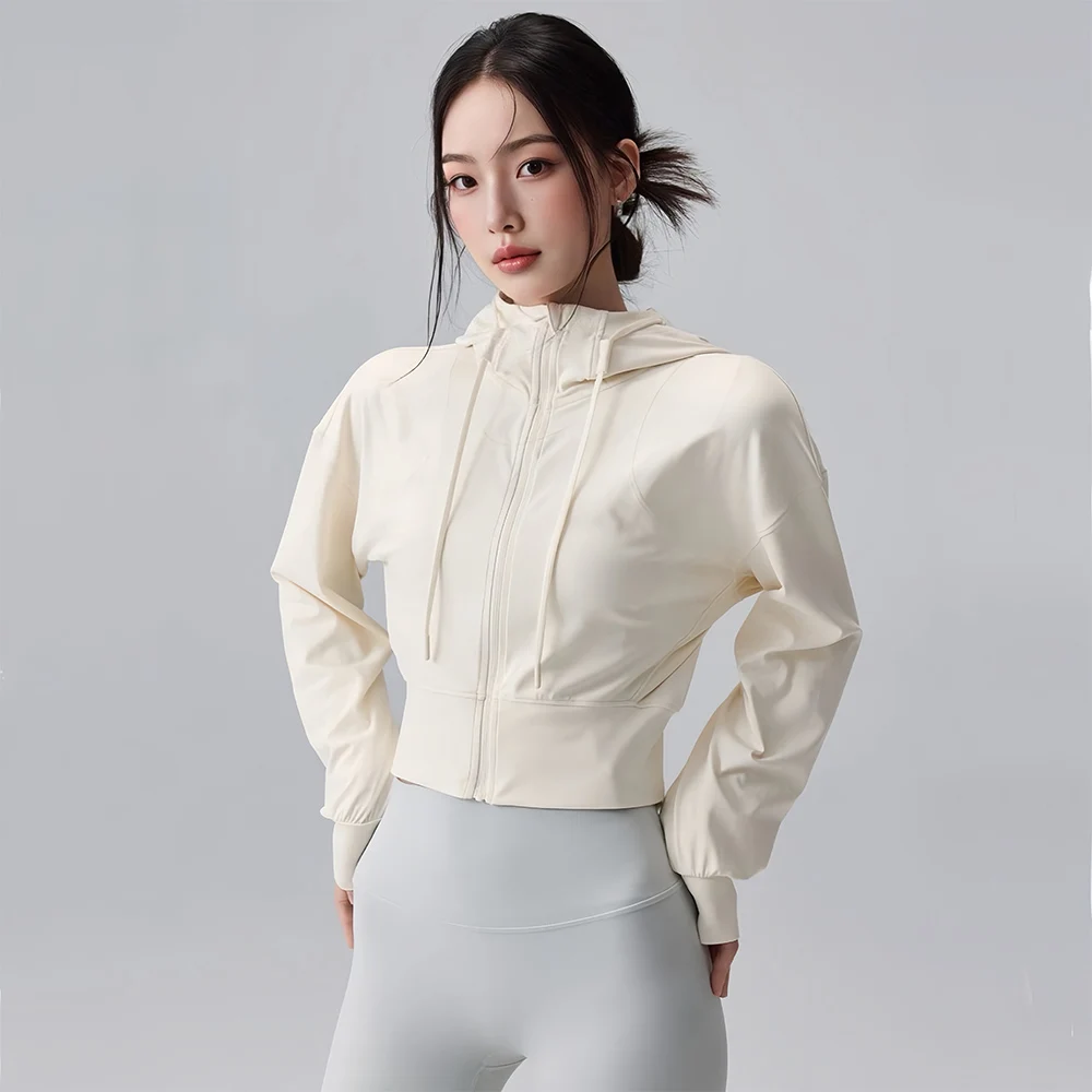 Women's Hooded Running Jacket Cycling Coat Yoga Jogging Shirt Tights Outdoor Sports Gym Clothing Running Wear Sportswear