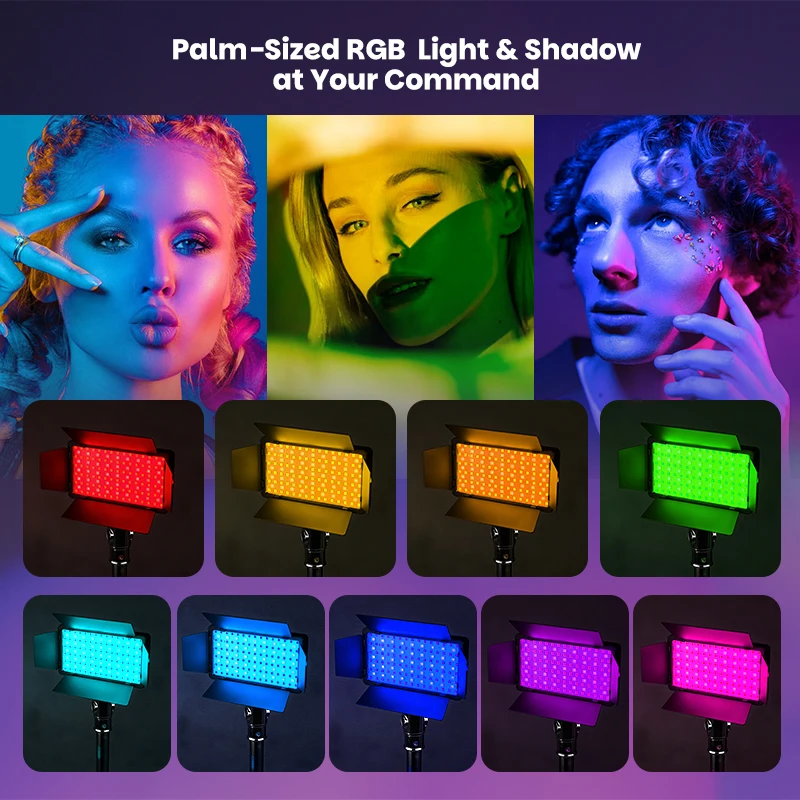 ضوء لوحة LED، 29 تأثير RGB + 3 درجات حرارة ألوان، قابل لإعادة الشحن بقدرة 2000 مللي أمبير في الساعة، حامل 1/4 بوصة، تصميم مشبك للعيش، المسرح، مدونة الفيديو، الصورة #3
