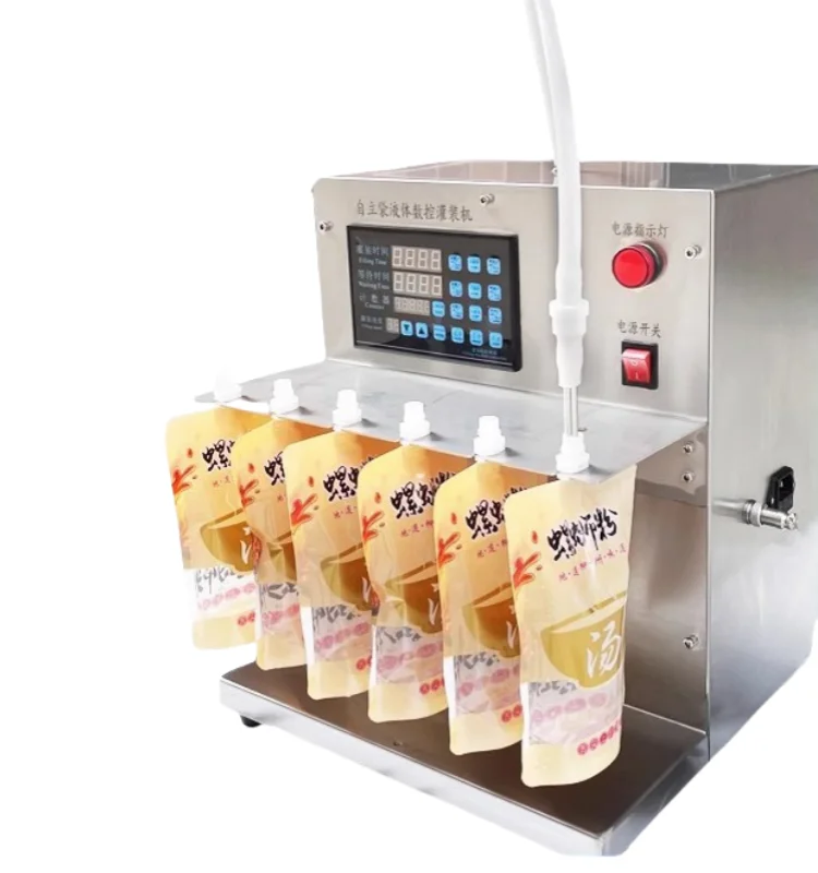 Semi Automatic Electric Fruit Juice Soybean Milk Stand Up Bag Filling Machine For Stand-Up Pouch Filling Machine