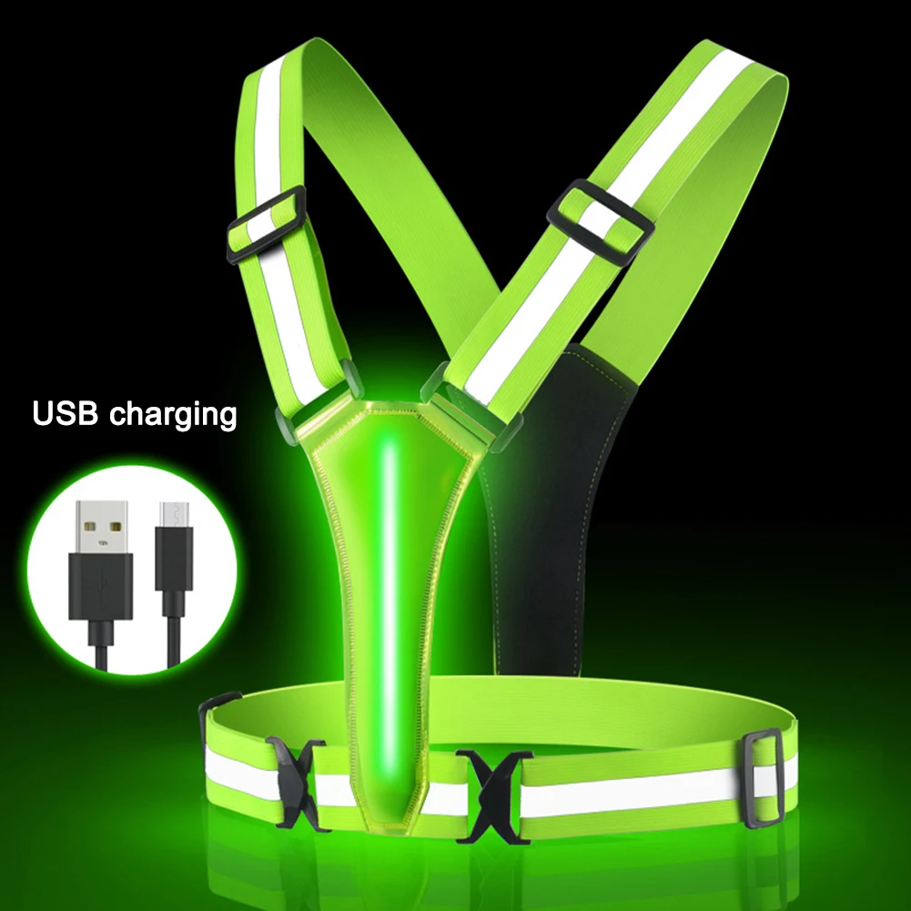 Glowing Reflector Straps Vest Adjustable & Elastic High Visibility Running Vest Safety Running Vest for Runners Night Walking image 3