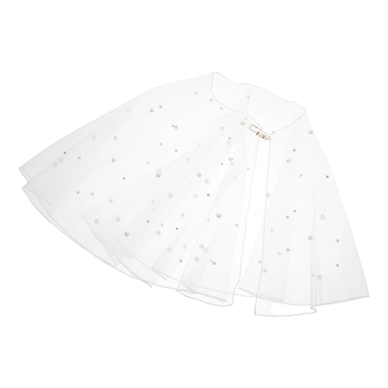 신부용 진주 라인스톤 웨딩 숄 튤 케이프 망토 우아한 신부 사진 촬영 공식 행사용 진주 케이프 숄