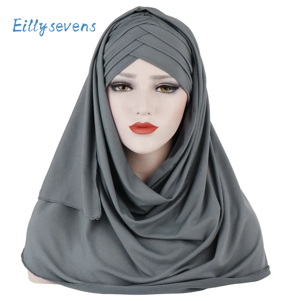 

Stretchy Crisscross Turban Shawl Classic Solid Hijab Hats Muslim Underscarf Turban Bonnet Islamic Scarf Tube Women Headwrap