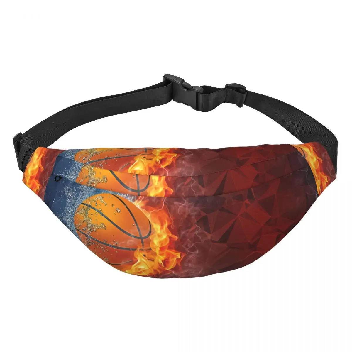 Custom Flaming Basketball Sports Pattern Fanny Pack for Women Men Fashion Sling Crossbody Waist Bag Traveling Phone Money Pouch