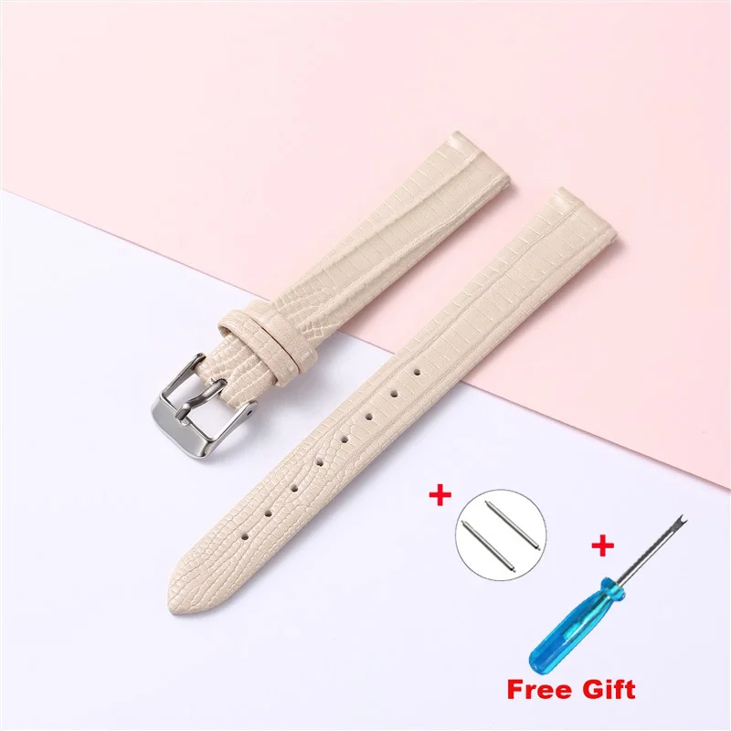 *New style* Slim Genuine Watch Leather Strap Lizard grain For Women Watch band  8mm 10mm 12mm 14mm 16mm*leather watch strap *