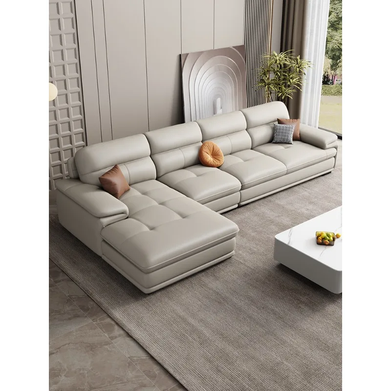 

Nordic leather sofa, first layer cowhide living room corner modern simple left and right princess leather sofa