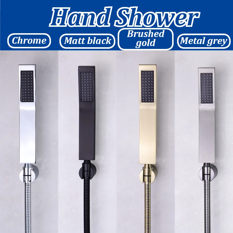 Bend Hand Shower Set SUS304 High Quality 44Hole Silicone Water Outlet Bathroom G1/2 Thread Metal Grey