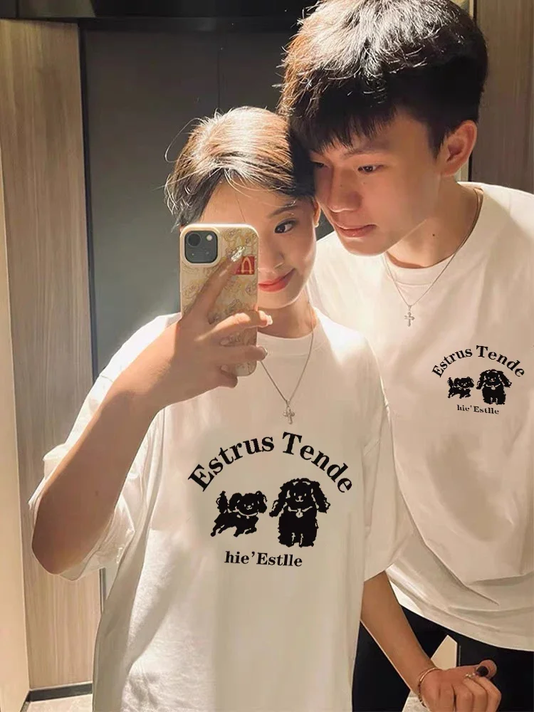 Couple T Shirt Double Sided Print Tshirt Men Women Cotton Oversized Tee Fashion Y2k Clothing King Queen T Shirts Couples Clothes