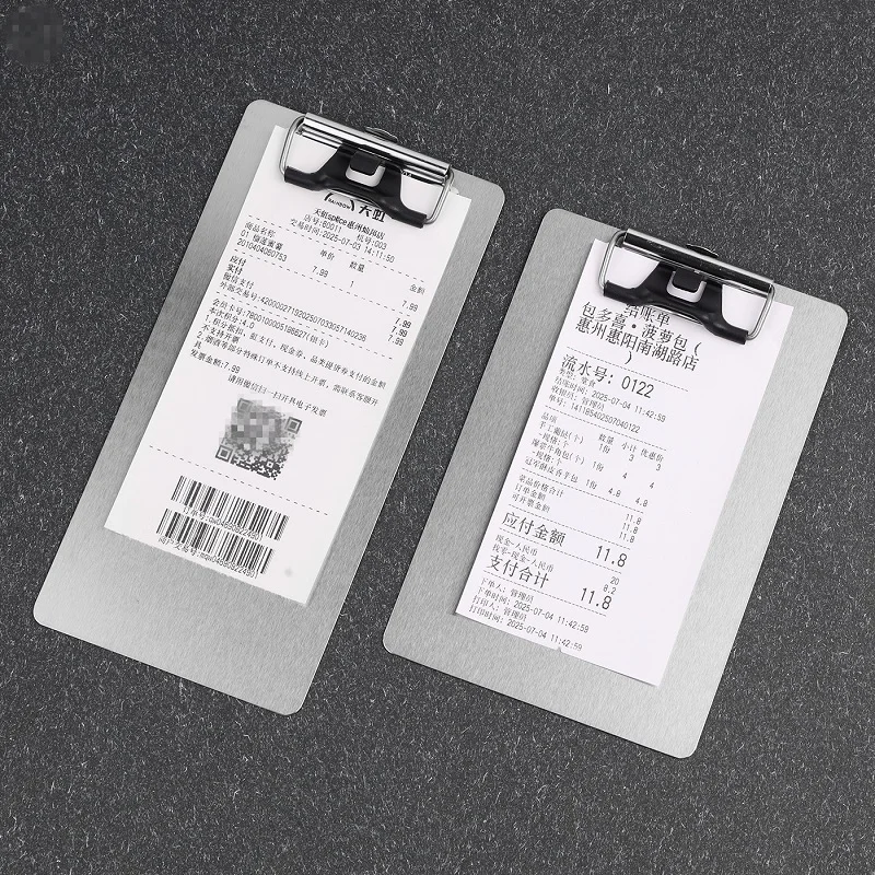 Stainless Steel Clipboard A4 A5 - 201 Folder Clip Board, Writing Board Clip, Menu Holder for Notes and Documents