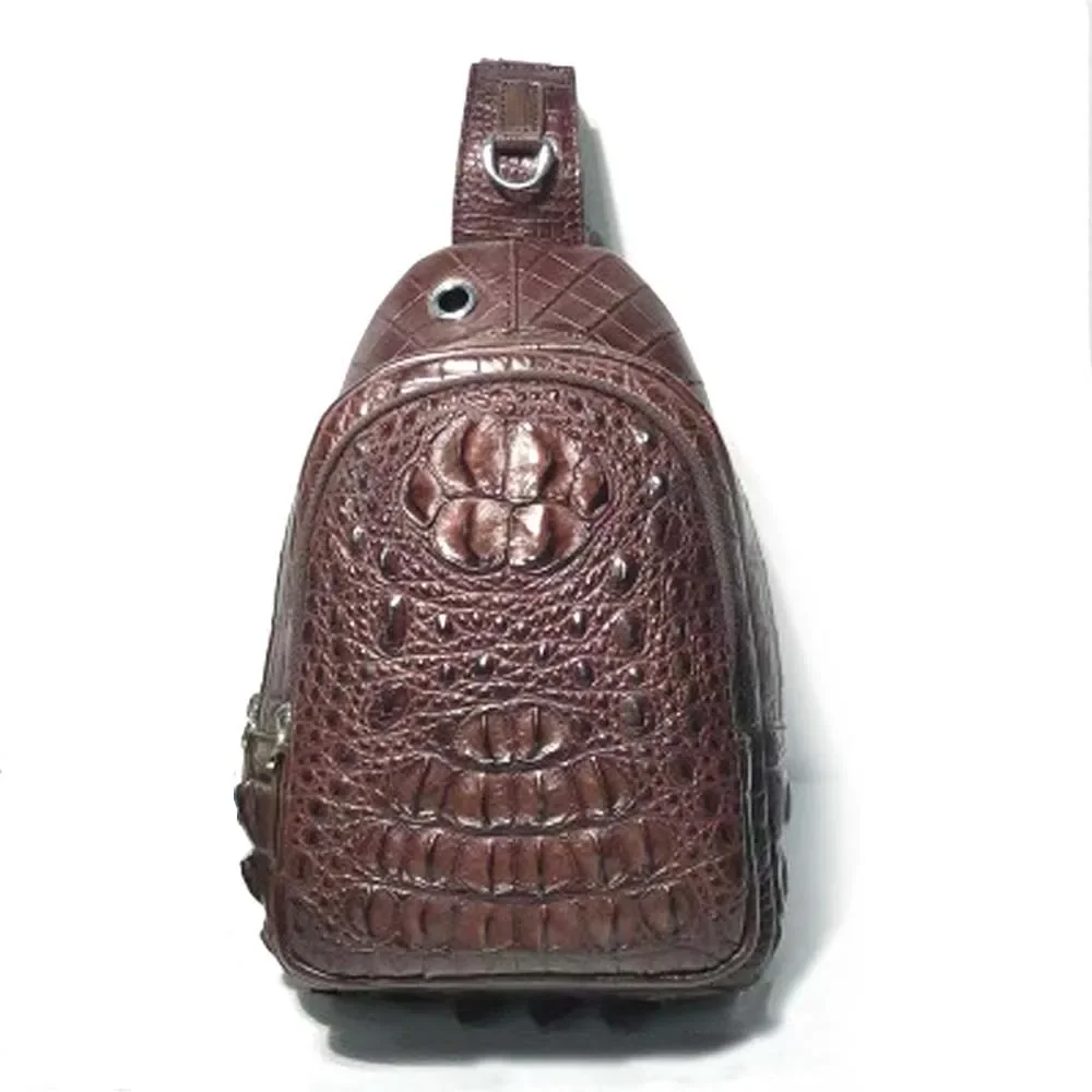 hongsen crocodile male Chest bag  male  leisure crocodile single shoulder