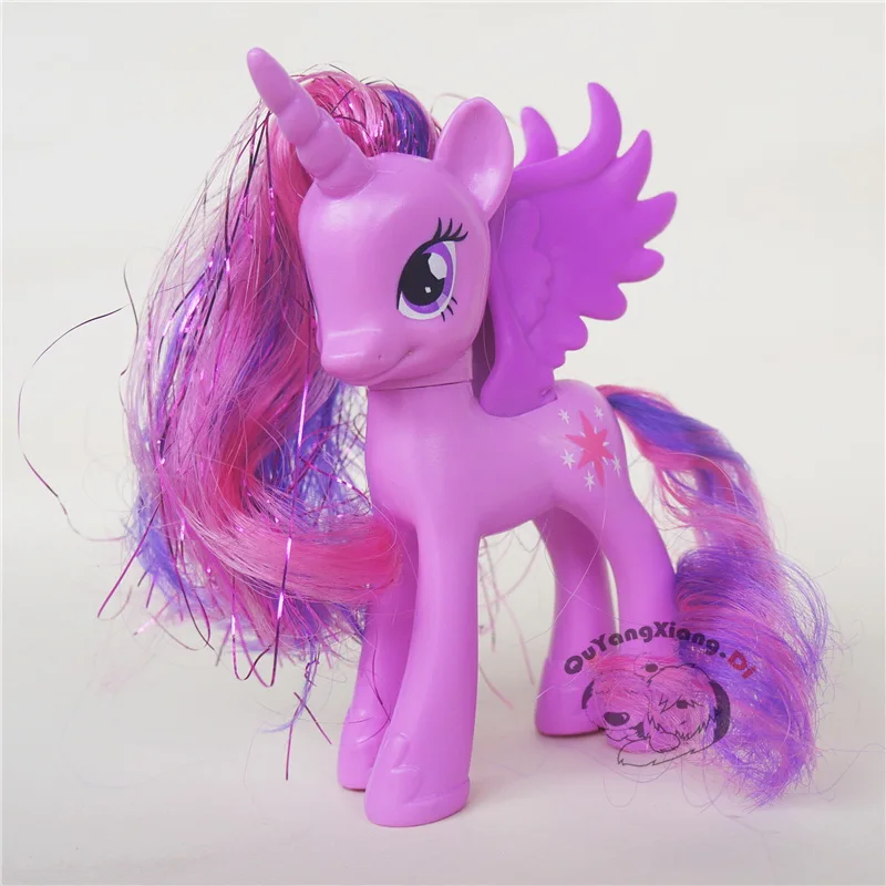 P11 020 Action Figures 10-13cm Little Cute Horse Model Doll Princess Twilight Sparkle Gold wire Toys for Children