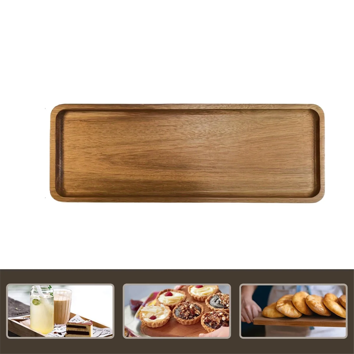 ELBA_Small Wooden Tray for Display - Elegant Walnut Wood Serving Platter