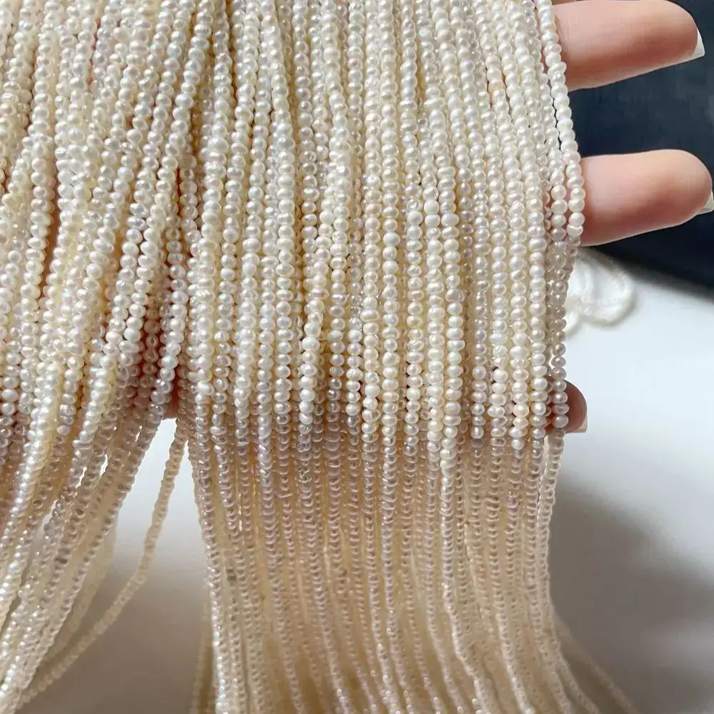

2-3mm white pearl 15'' 35cm Real Natural freshwater Pearl Loose Beads Jewelry Making DIY Necklace Bracelet Accessories Gift