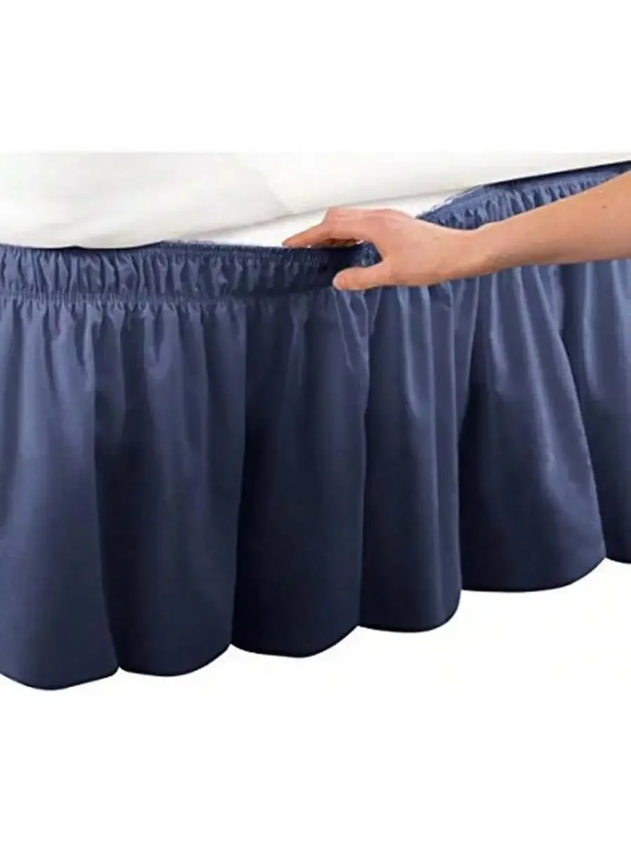 

Pleated Wrap Around Bed Skirt With Elastic Fit 17 Inch Drop For Queen King Twin Full Beds
