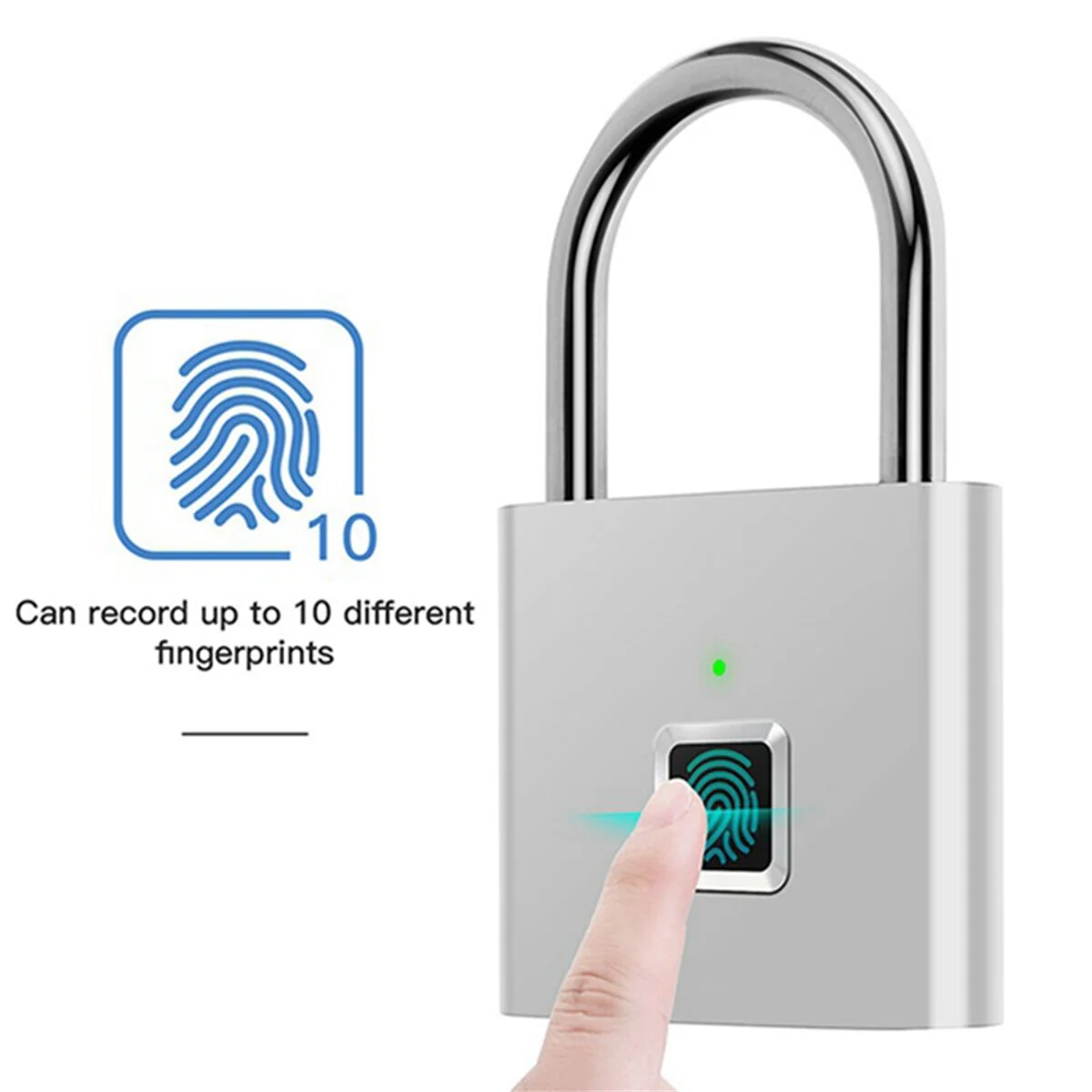 Fingerprint Padlock, Portable Anti-Theft USB Charging Fingerprint Lock for Lockers, Suitcases, Backpacks Etc Can