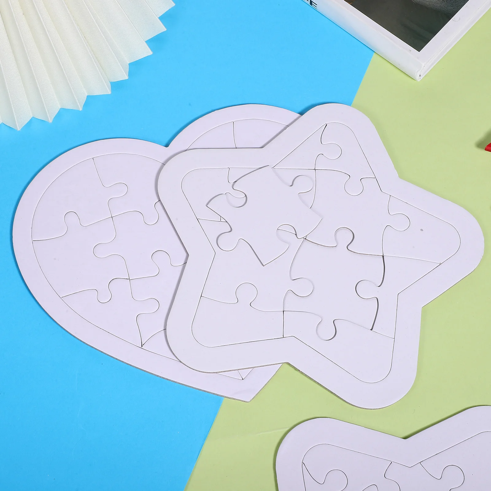 

4 Sets Blank Puzzles White Heart Star Shaped Diy Drawing Jigsaw Kids Craft Activity Game Educational Sublimation Puzzle Set