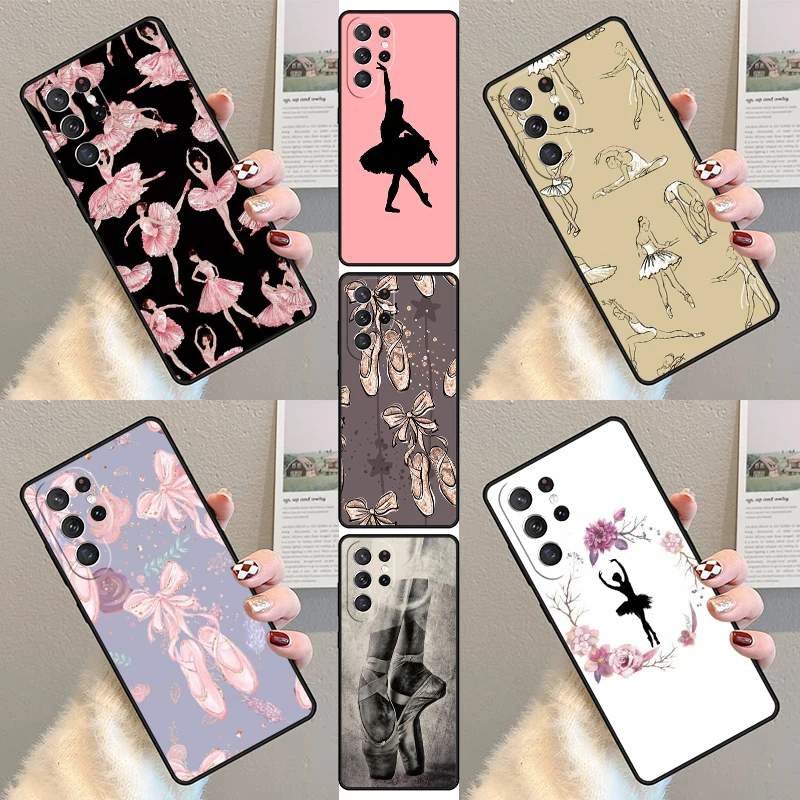 Ballerina Ballet Shoes Dance Girl Phone Case For Samsung Galaxy S23 S21 S20 FE S24 S22 Ultra Note20 S10 S9 S8 Plus Cover