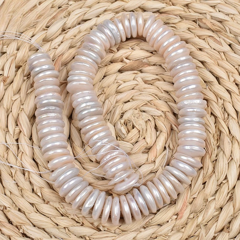 Natural Pearl Perforated Button 12-13mm Baroque Shaped Bead Unfinished 38-40cm Length
