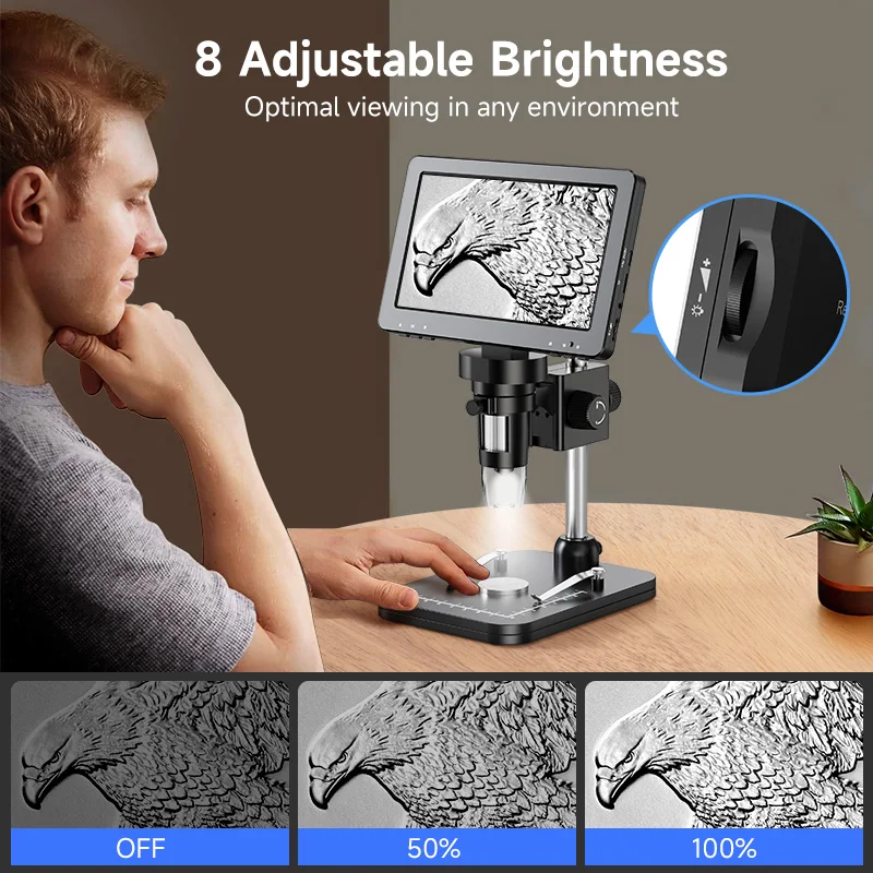 Hayve 7inch Digital Microscope 1200X Coin Microscope with 8 LEDs Soldering Microscope for Electronics,PCB, Repair, PC View