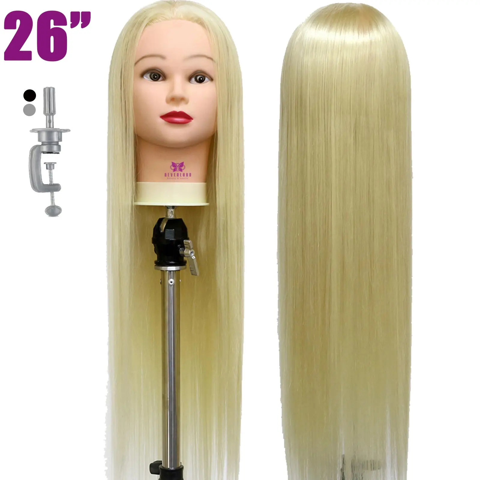 

26'' Braiding Hair Training Head for Hairdressing Hairstyles Doll Salon Practice Head Mannequin Head with Clamp