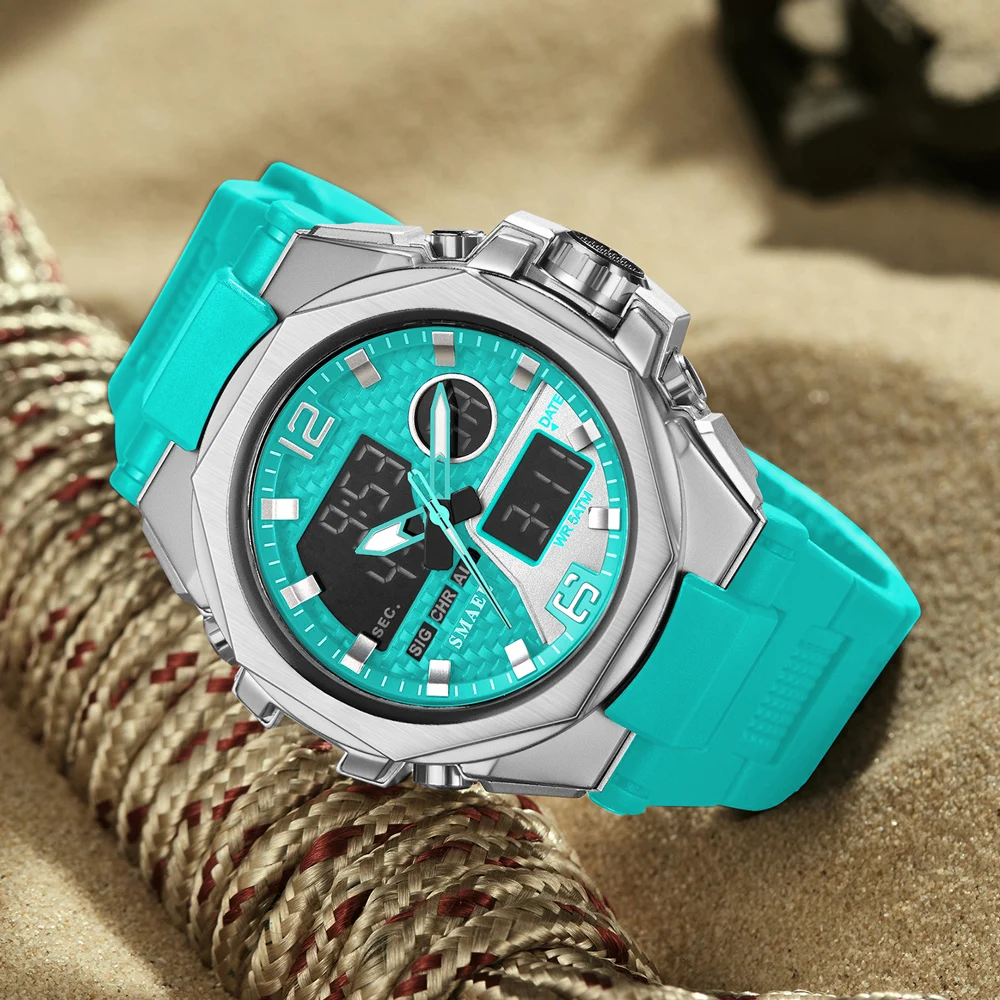 SMAEL Men\'s Quartz Watch Multi-Function Fashion Trend Outdoor Luminous Alarm Waterproof Digital Wristwatch for Sport Youth Clock