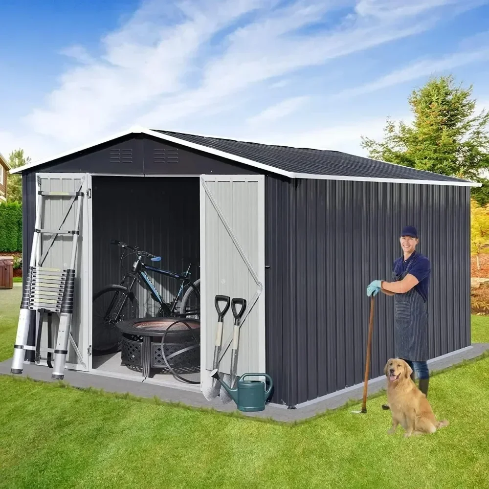 A Outdoor Storage Shed 10x8 FT , Double Lockable Door, Oversized Tool Sheds for Backyard Patio Dark,Outside Sheds & Storage Box - view 2