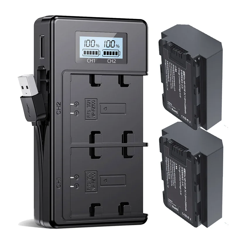 

2680mAh NP-FZ100 Battery and Dual LED Charger For Sony Alpha ZV-E1 A7III A7R III FX3/FX30 ILCE-a1 a9 A9R, A9S,A9 II a7C A7RM3 7RM4 A6600 A6700 VG-C3EM/C4EM BC-QZ1 Cameras