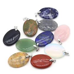 Natural Crystal Agate Stone Pendant Oval Shape Gemstone Exquisite Charms for Jewelry Making DIY Necklace Earring Accessories