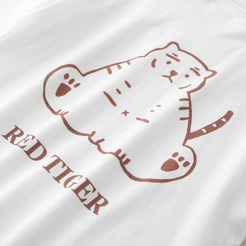 

Летняя простая милая футболка с изображением тигра, женская модная повседневная хлопковая футболка, удобный дышащий топ в уличном стиле