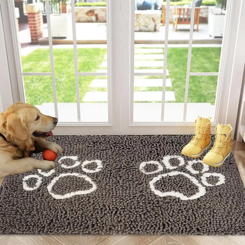 Door Mat Dog Paws Non-Slip Washable Mat Dirty Trapper For Inside Entrance Front Door Mat Low-Profile Entryway Rug For Wet Shoes