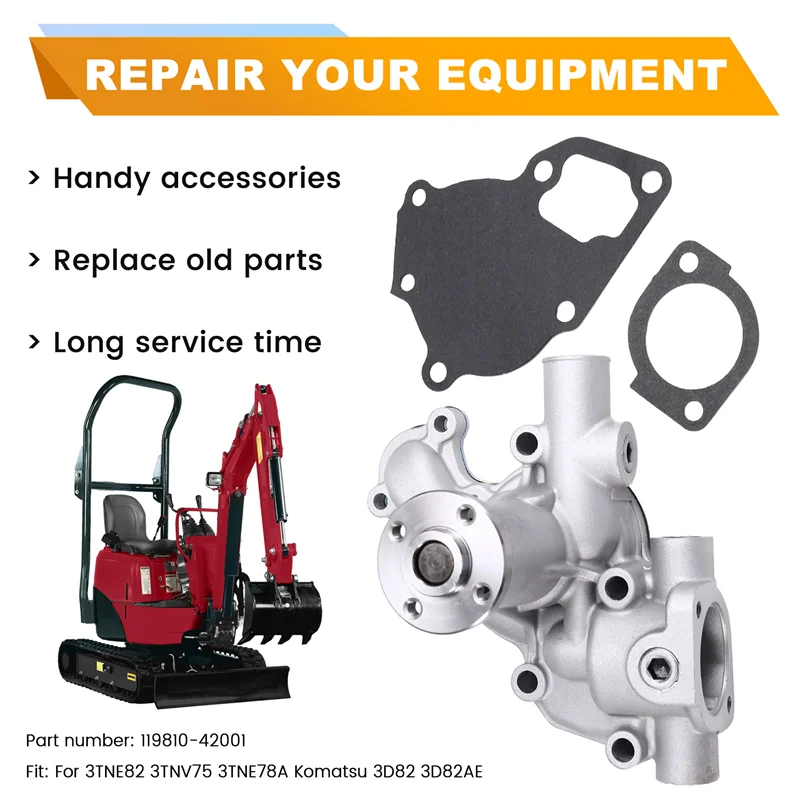 

ABQB-119810-42001 Excavator Water Pump For Yanmar Komatsu 3TNE82 3TNV75 3TNE78A 3D82 3D82AE B22 B30V B27 B25V VIO30 VIO35