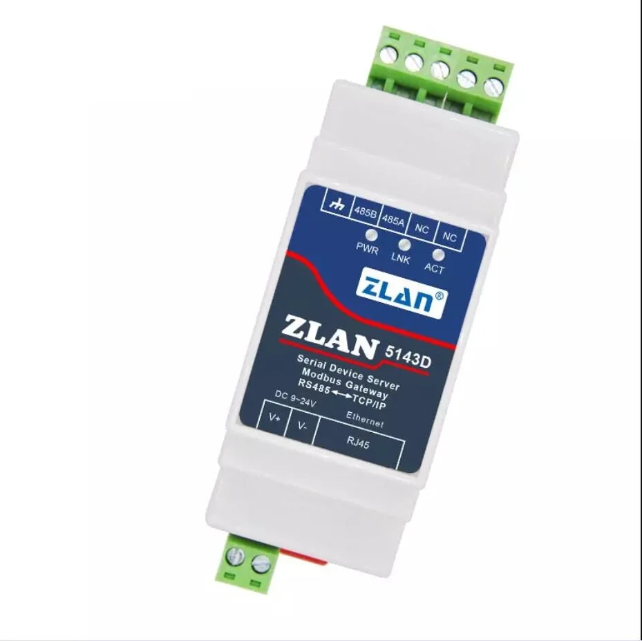 ZLAN5143D Din Rail Mounting RS485 Serial port to TCP/IP Ethernet Converter Modbus RTU to Modbus TCP Server