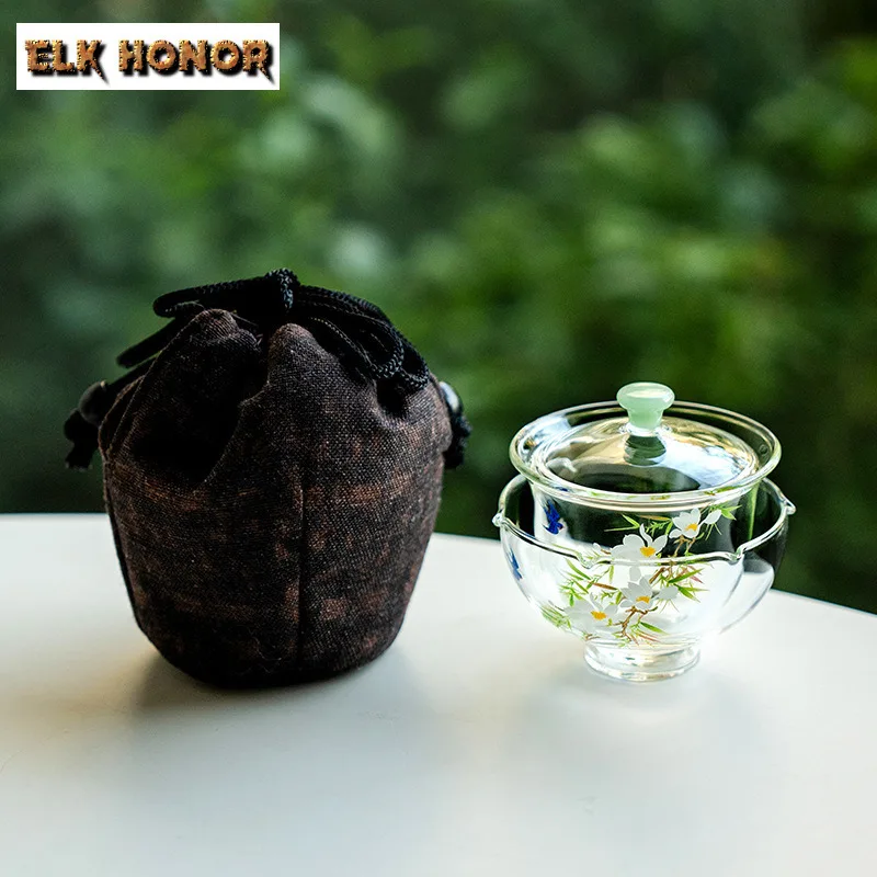 

High Borosilicate Glass Travel Tea Set Kit Creative 1 Bowl 1 Cup Household Tea Maker Organizer Portable Outdoor Handbag Gift