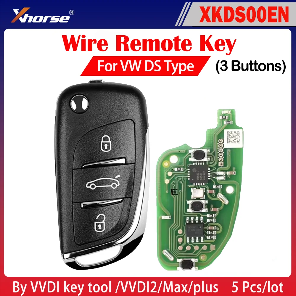 

Xhorse XKDS00EN Wire Remote Key For Volkswagen DS Type 5pcs/Lot