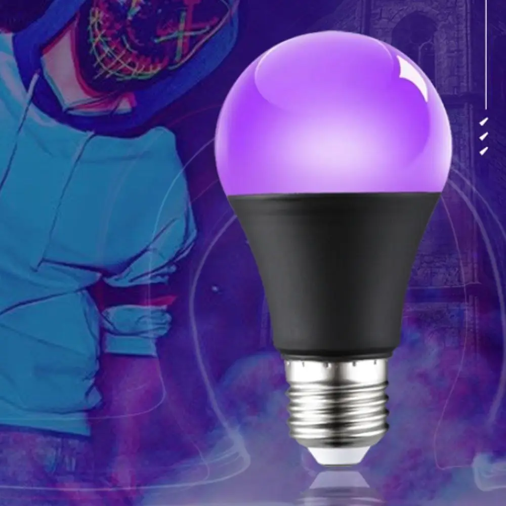 Luz noturna 360 brilho uv roxo lâmpada e26/e27 espiral 10w 85-265v roxo preto lâmpada de alumínio natal