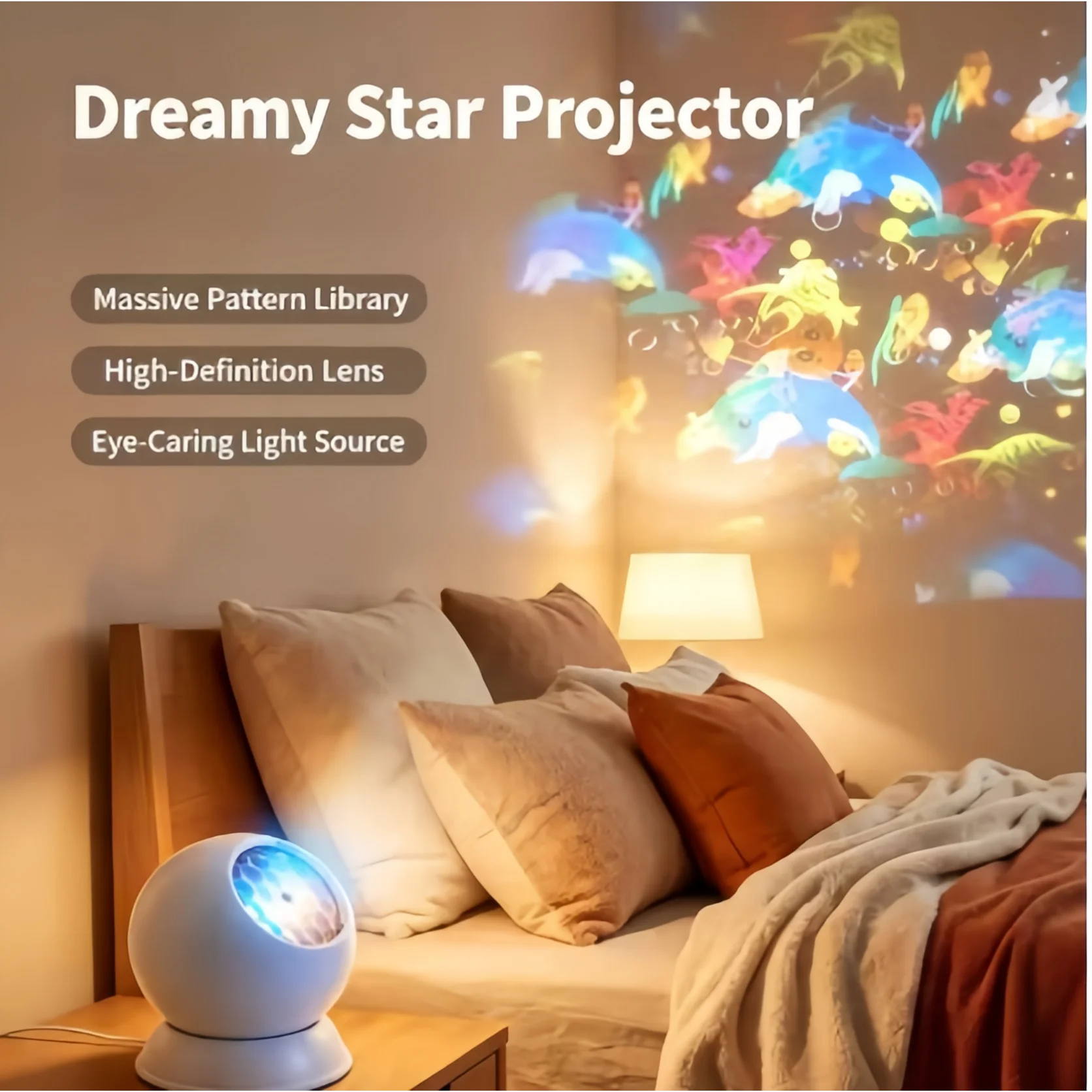 LED Projector Night Light Dinosaur Ocean Animal Star Moon Ambient Projection Lamp for Kids Home Bedroom Christmas Decoration