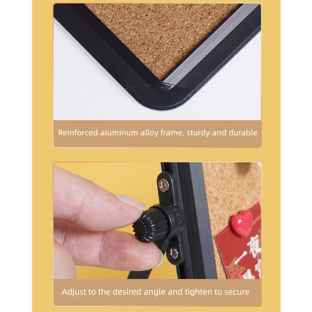 Magnetic Cork Message Board Rotate Stand Decorative Wall Mounted Memo Felt Board Hanging/Free Standing Metal Frame