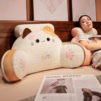 כרית רכה עם דמויות קרטון של חתולים, מבד לטקס, סילק קרח, כותנה ממולאת, תמיכה לגב הכיסא, כרית מושב, צעצוע ממולא בעיצוב חיות, ספה, מיטה, עיצוב בית