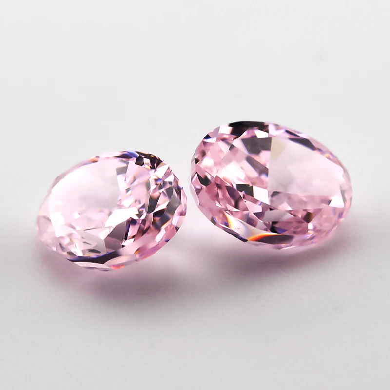 03 # Piedra de circonia cúbica con corte de hielo triturado ovalado de color rosa claro, circonita 5A, 6x8mm, piedra preciosa sintética CZ suelta para fabricación de joyas